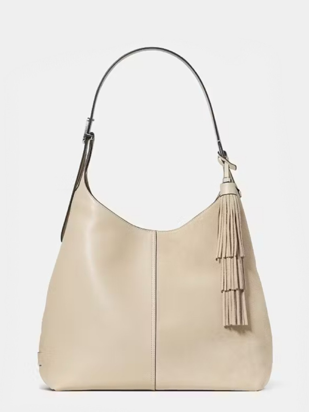 ♠️Kate Spade 454 Large Shoulder Bag with Suede Fringe Charm, Light Sand NEW NWT